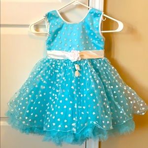 Sky blue with white hearts kids dress